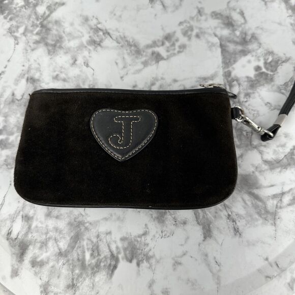 Vintage y2k Juicy Couture Brown Velvet Queen of Couture Wristlet Pouch Wallet - Picture 4 of 9